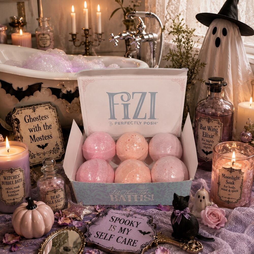 Perfectly Posh FIZI Bath Bomb Set 6 Pc Assorted Mystery Scents Rare Discontinued